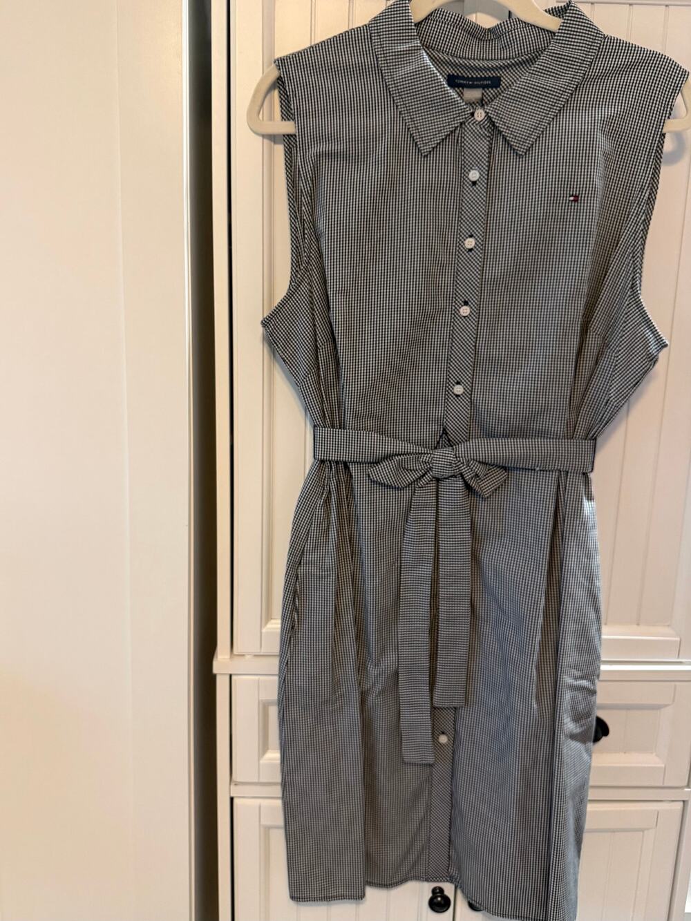 Tommy Hilfiger Gingham Shirt Dress black white sz 16 NWT